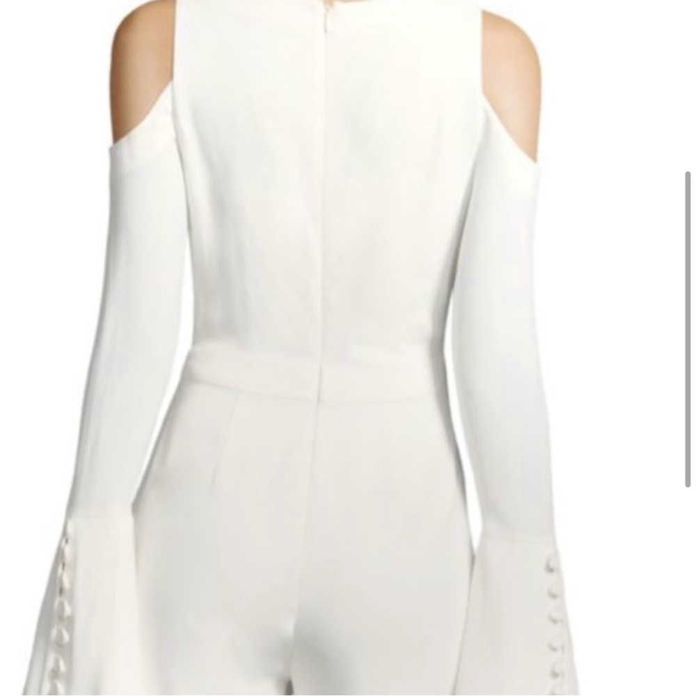EUC Alexis Bali button bell sleeve white jumpsuit Shoulder Cutout women’s Small - Picture 2 of 10